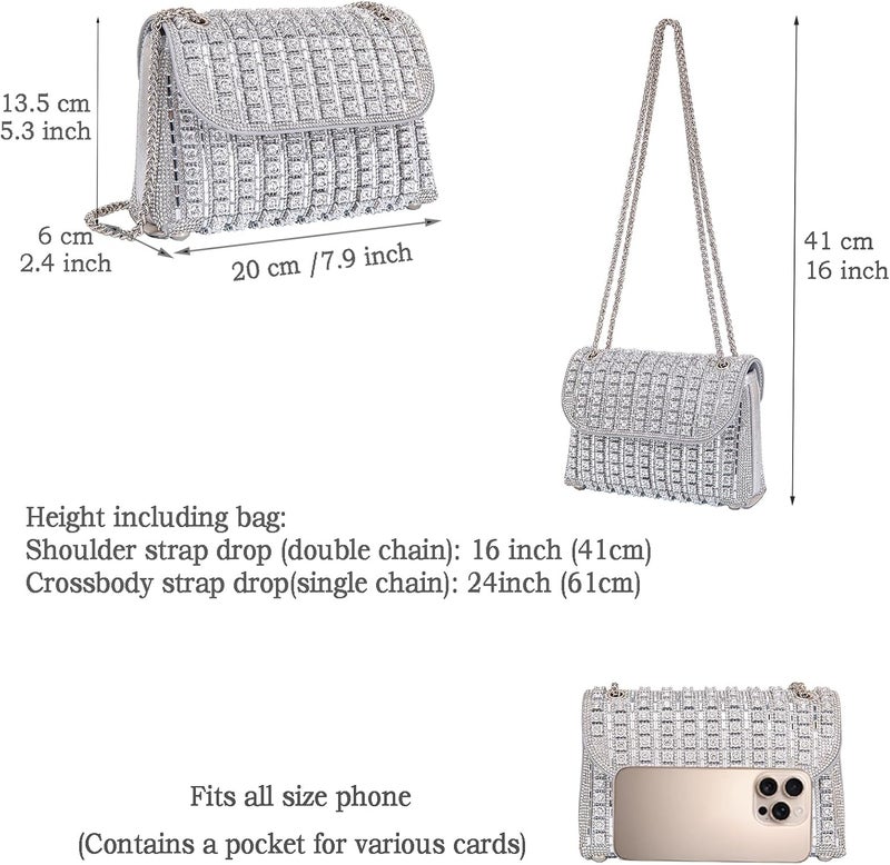 BBTT.ful Shoulder Bags Crossbody Bag Purses Handbags Crystals Rhinestone Evening Bag for Women Clutch Purse with Chain - Image 3